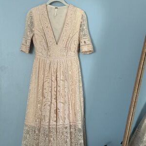 Elegant Free People Laurel Cream Lace Dress LIKE NEW